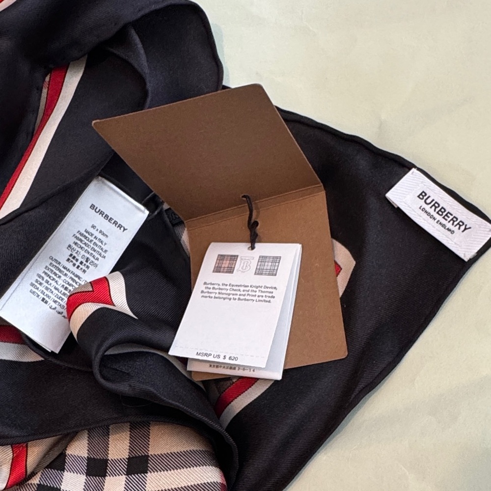 Burberry Vintage Check Drawcord Silk Scarf - Picture 2 of 8